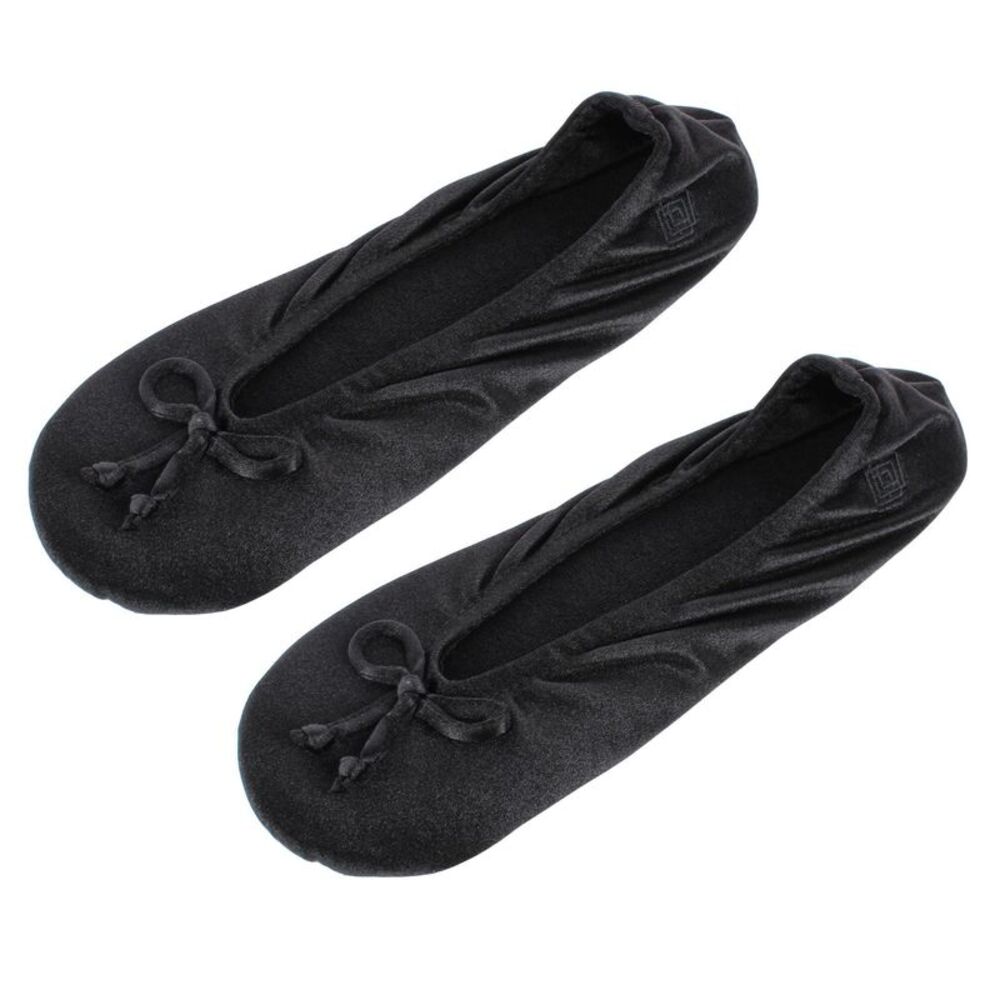 Isotoner Women's Satin Plus Size Ballerina Slippers (Pack of 2)